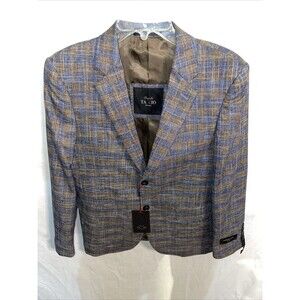 Bespoke Tazzio Men’s Dress Blazer Size 37S Slim Fit Gray Brown Woolen Flex NWT